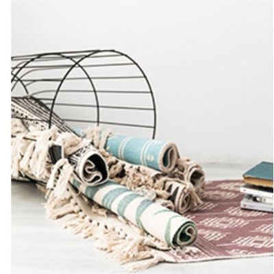 Ethnic Style Handwoven Tassel Carpet For Living Room Bedroom (Size 60-90CM)