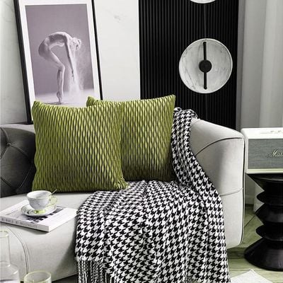 2 PCS Of Velvet Pleated Throw Pillow With Extra Comfort And Modern Luxury Look