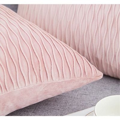 2 PCS Of Velvet Pleated Throw Pillow With Extra Comfort And Modern Luxury Look