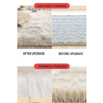 Modern Wool Fluffy Floor Mat Carpet with Anti slip High Pile Bottom with Upgraded Foam (Size 120-160CM)