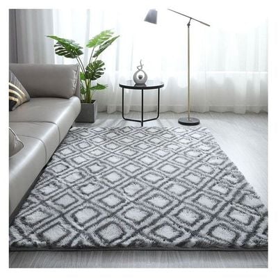 Modern Wool Fluffy Floor Mat Carpet with Anti slip High Pile Bottom with Upgraded Foam (Size 120-160CM)