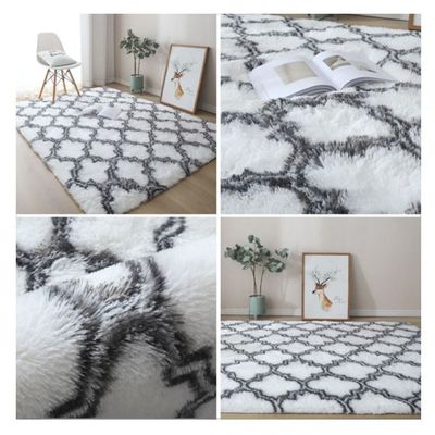 Modern Wool Fluffy Floor Mat Carpet with Anti slip High Pile Bottom with Upgraded Foam (Size 120-160CM)