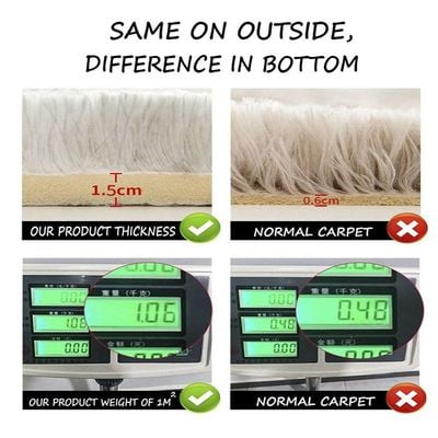 Modern Wool Fluffy Floor Mat Carpet with Anti slip High Pile Bottom with Upgraded Foam (Size 120-160CM)