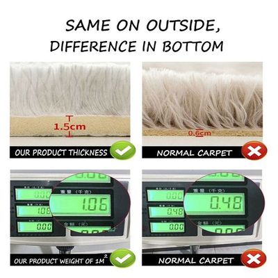 Modern Wool Fluffy Floor Mat Carpet with Anti slip High Pile Bottom with Upgraded Foam (Size 120-160CM)