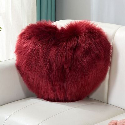 Rabbit Fur Double Side Plush Heart Shaped Throw Pillow (Size 35-45CM)