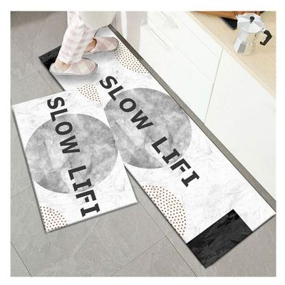 2 PCS Set Large Kitchen Mats With Crystal Velvet Material Absorbent Thick Non-Slip Washable Area Rugs For Kitchen Floor Indoor Outdoor Entry Carpet With Beautiful Design (50-80CM And 50-160CM)