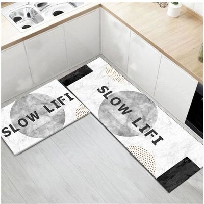 2 PCS Set Large Kitchen Mats With Crystal Velvet Material Absorbent Thick Non-Slip Washable Area Rugs For Kitchen Floor Indoor Outdoor Entry Carpet With Beautiful Design (50-80CM And 50-160CM)