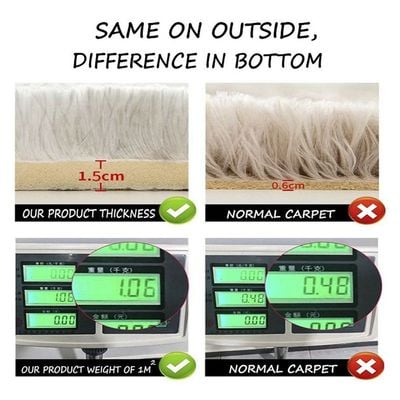 Modern Wool Fluffy Floor Mat Carpet with Anti slip High Pile Bottom with Upgraded Foam (Size 120-160CM)