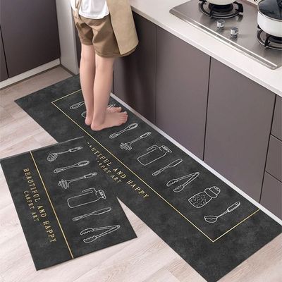 2 PCS Set Large Kitchen Mats with Thick Non-Slip Bottom for Kitchen Floor (50-80CM And 50-160CM)