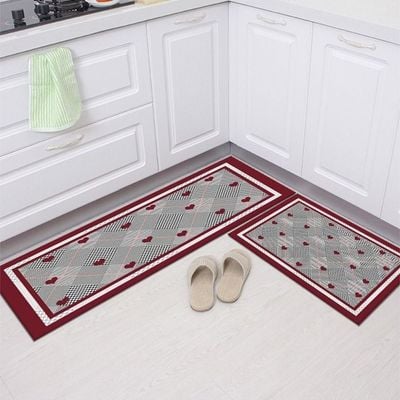 2 PCS Set Large Kitchen Mats With Thick Non Slip Bottom For Kitchen Floor With Beautiful Design (50-80CM And 50-160CM)