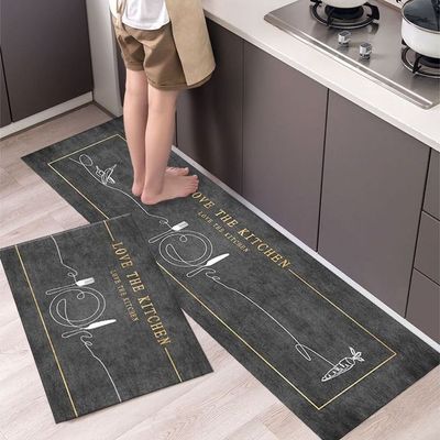 2 PCS Set Large Kitchen Mats With Thick Non Slip Bottom For Kitchen Floor With Beautiful Design (50-80CM And 50-160CM)