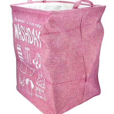 Printed Laundry Basket Pink/White