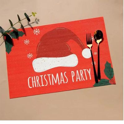 Set Of 5 Christmas Theme Designed Table Mat With Non Slip Material For Dining Table Coffee Table Etc. (Size 45-30Cm)