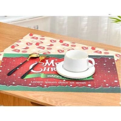 Set Of 5 Christmas Theme Designed Table Mat With Non Slip Material For Dining Table Coffee Table Etc. (Size 45-30Cm)