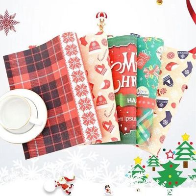 Set Of 5 Christmas Theme Designed Table Mat With Non Slip Material For Dining Table Coffee Table Etc. (Size 45-30Cm)