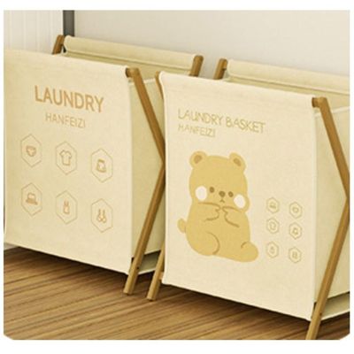 Laundry Basket Hamper For Clothes Storage With Collapsible Bamboo Handle.