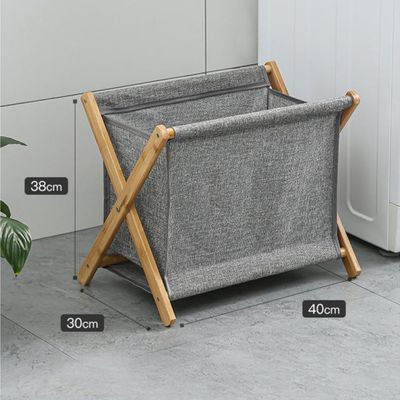 Laundry Basket Hamper For Clothes Storage With Collapsible Bamboo Handle.