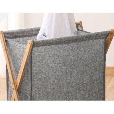 Laundry Basket Hamper For Clothes Storage With Collapsible Bamboo Handle.