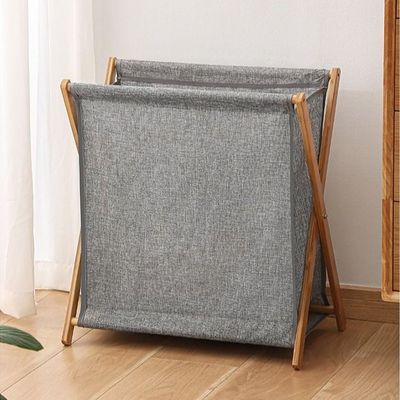 Laundry Basket Hamper For Clothes Storage With Collapsible Bamboo Handle.