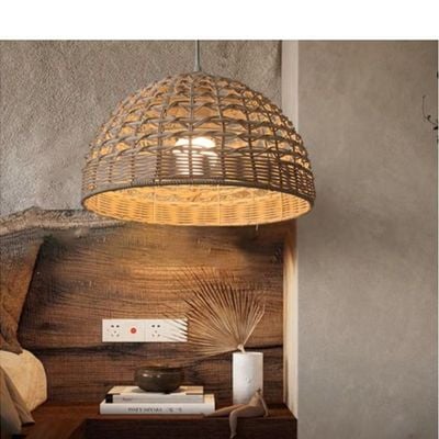 Hand Woven Rattan Cage Pendant Light Cover With Aesthetic Design