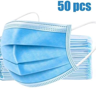 50-Piece 3-Ply Disposable Face Mask