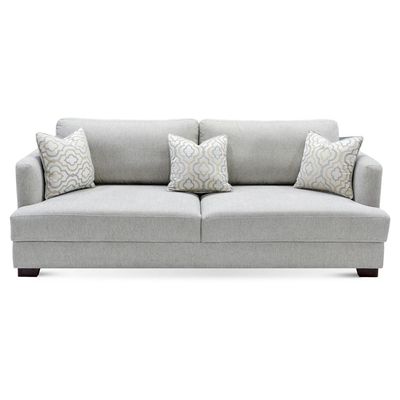 Noah 3-Seater Fabric Sofa-Grey with Wooden Leg