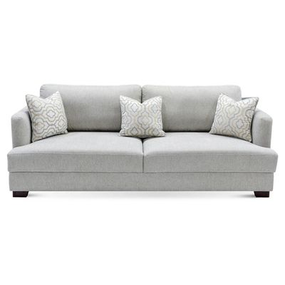 Noah 3-Seater Fabric Sofa-Grey with Wooden Leg | Size: 215W*100D*80H