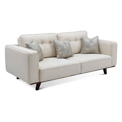 Lana 3-Seater Fabric Sofa -Beige with Wooden Leg
