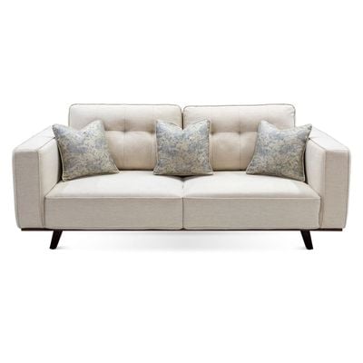 Lana 3-Seater Fabric Sofa -Beige with Wooden Leg
