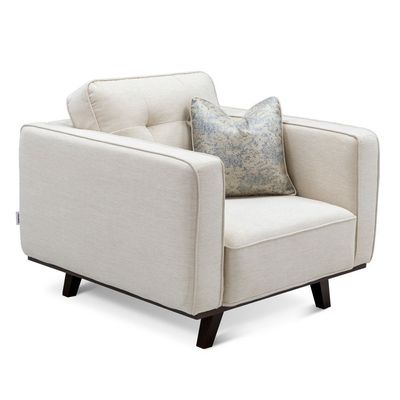 Lana 1-Seater Fabric Sofa-Beige with Wooden Leg | Size: 98W*98D*85H