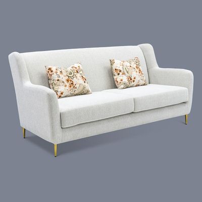 3-Seater Berlin Fabric Sofa-Beige with Golden leg | Size: 200W*92D*92H