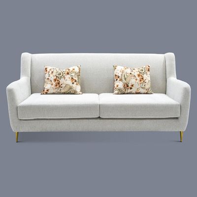 3-Seater Berlin Fabric Sofa-Beige with Golden leg | Size: 200W*92D*92H