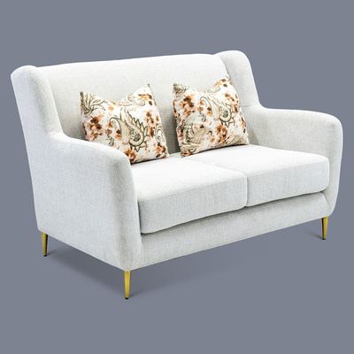 2-Seater Berlin Fabric Sofa-Beige with Golden leg | Size: 144W*92D*92H