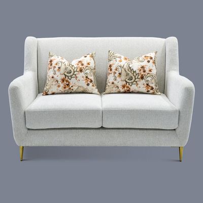 2-Seater Berlin Fabric Sofa-Beige with Golden leg | Size: 144W*92D*92H