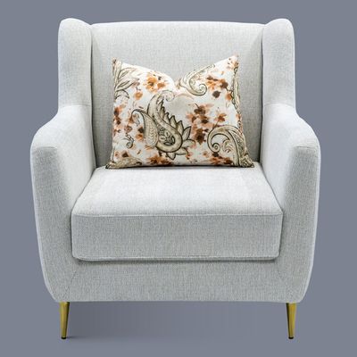 1-Seater Berlin Fabric Sofa-Beige with Golden leg | Size: 88W*92D*92H