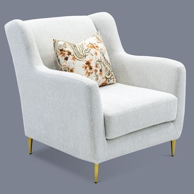 1-Seater Berlin Fabric Sofa-Beige with Golden leg | Size: 88W*92D*92H