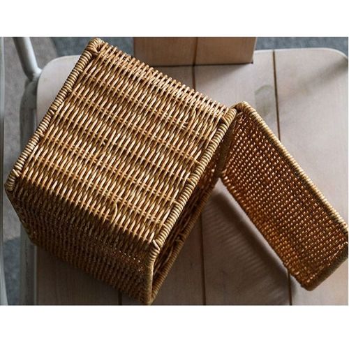 Hand Woven High Quality Rattan Storage Basket With Closure (Size 29-21-15CM)