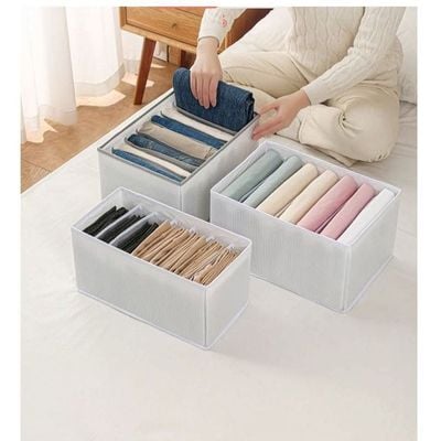 Set Of 3 Storage Boxes For Clothes Closet Organizer Foldable With Waterproof Material.