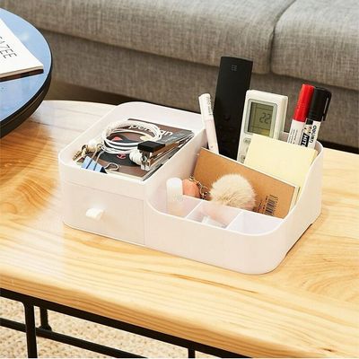 Makeup And Desk Organizer With Multiple Compartments And Drawer