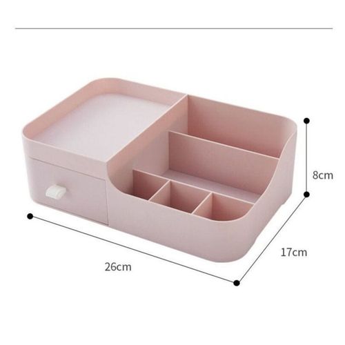 Makeup And Desk Organizer With Multiple Compartments And Drawer