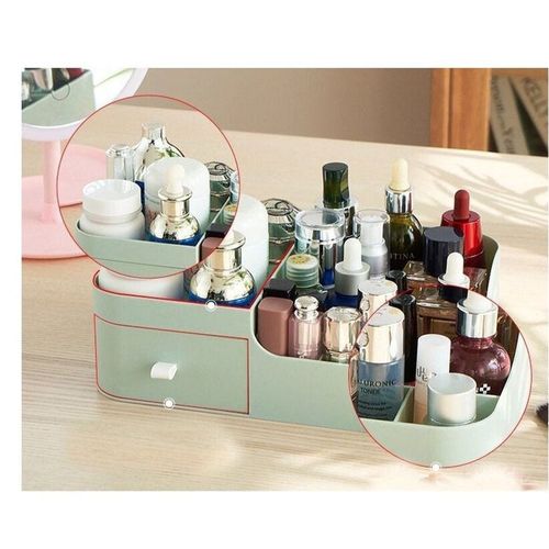 Makeup And Desk Organizer With Multiple Compartments And Drawer