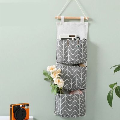 Hanging Storage Bags Wall Mount Closet Organizer With Three Grid Pockets  (Size 19-59CM)