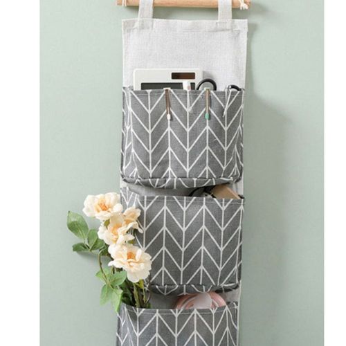 Hanging Storage Bags Wall Mount Closet Organizer With Three Grid Pockets  (Size 19-59CM)