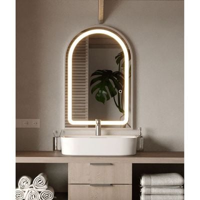 Silver Arch Vanity Wall Mirror with LED 