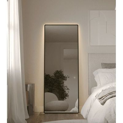 Backlit Rounded Corners Rectangular Black Mirror 