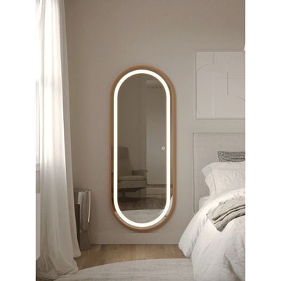 Oval Gold Mirror With Light