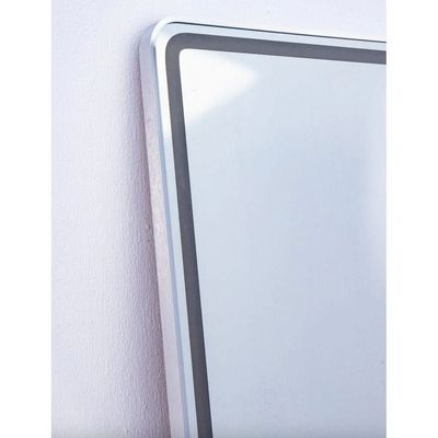 Kayla Silver Frame LED Rectangle Vanity Wall Mirror 