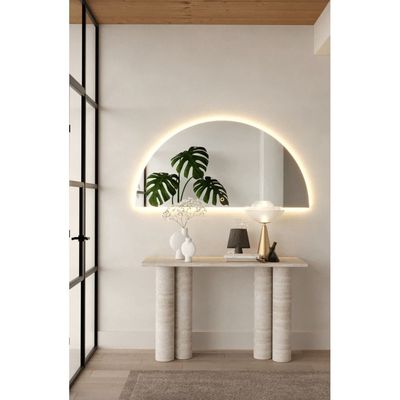 Molly Half Circle Wall Mirror with Backlit Led Light 