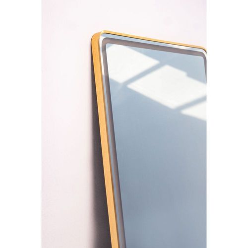 Kayla Gold Frame LED Rectangle Mirror with Rounded Corners 