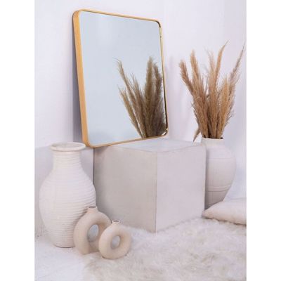 Gold Square Rounded Corners Vanity & Hallway Mirror 